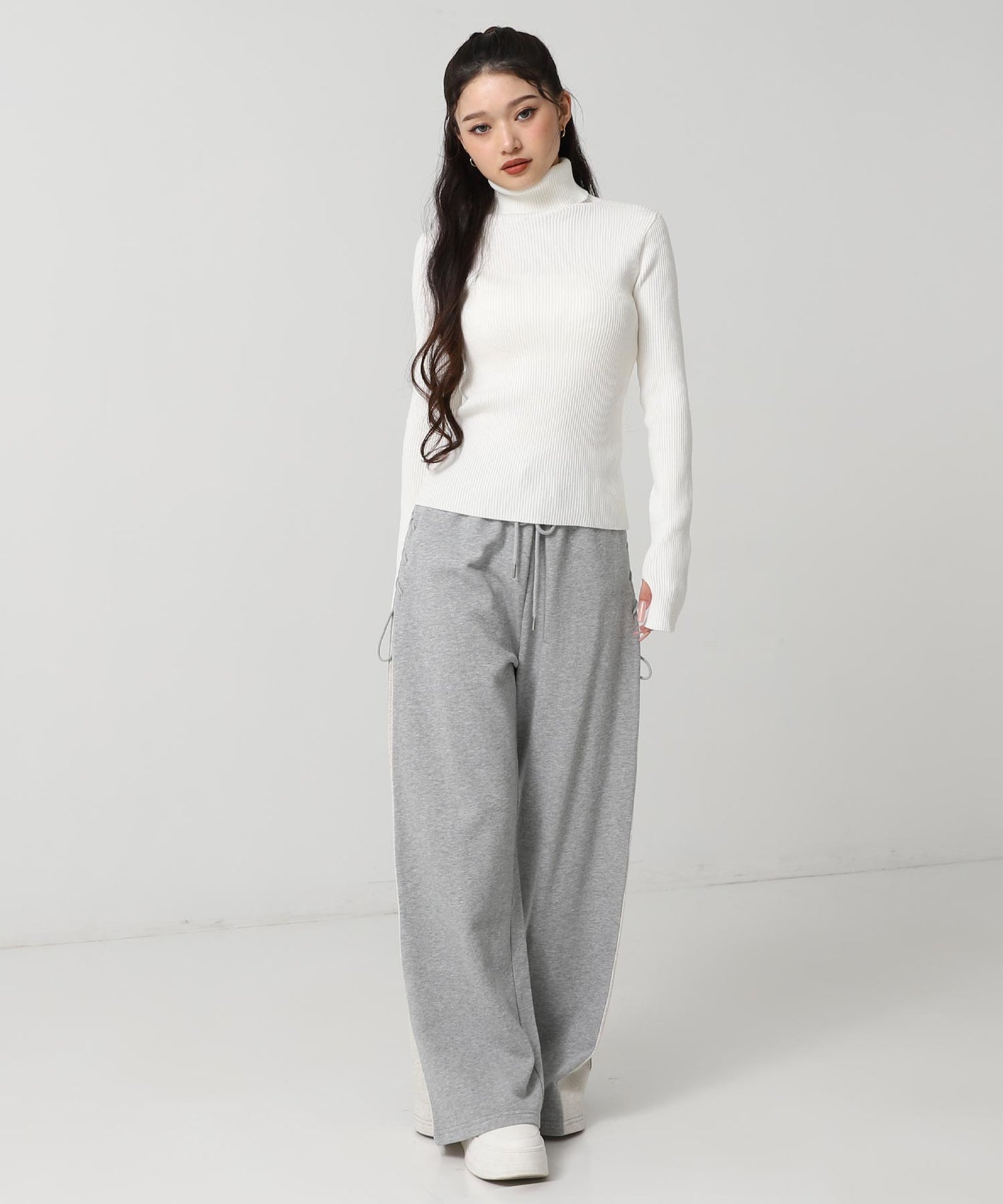 タトールネック リブ ニット トップス 153-5965