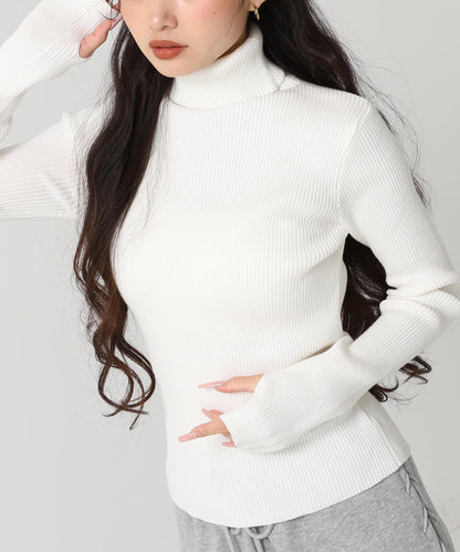 タトールネック リブ ニット トップス 153-5965