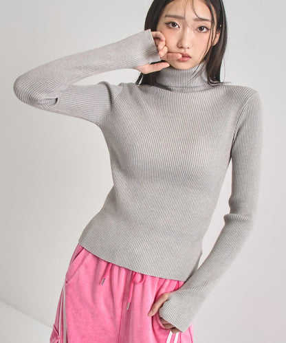 タトールネック リブ ニット トップス 153-5965