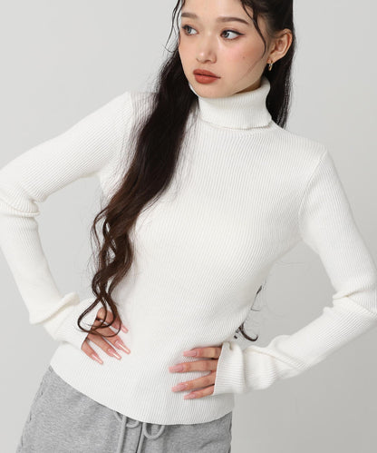 タトールネック リブ ニット トップス 153-5965