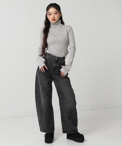 タトールネック リブ ニット トップス 153-5965