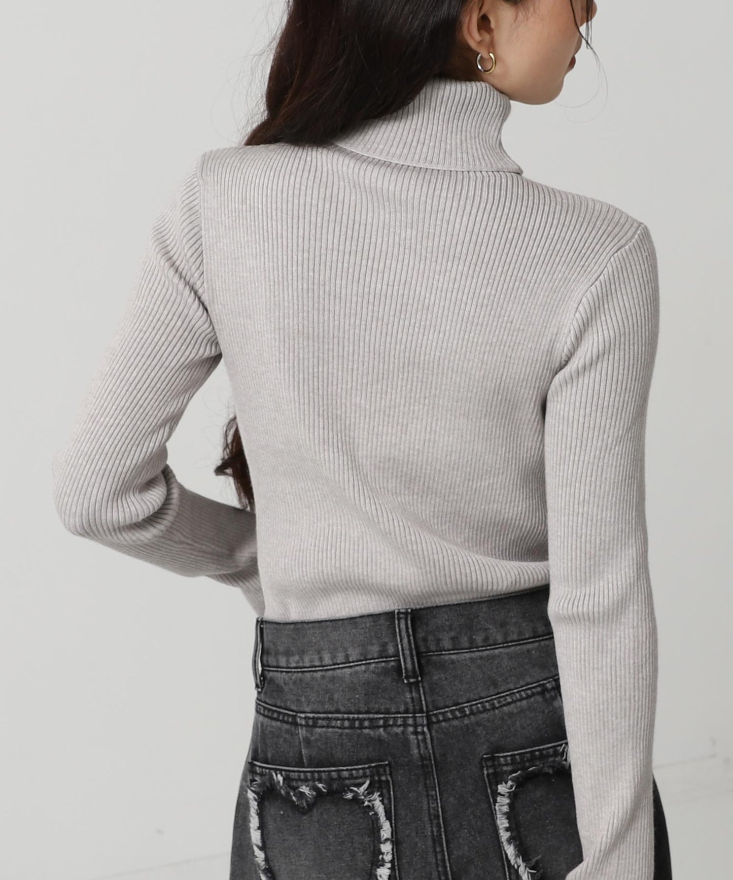 タトールネック リブ ニット トップス 153-5965