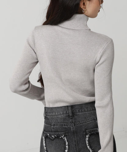 タトールネック リブ ニット トップス 153-5965