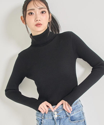 タトールネック リブ ニット トップス 153-5965
