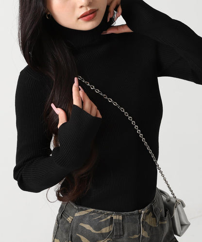 タトールネック リブ ニット トップス 153-5965