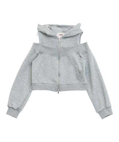 レイヤード風 ダブルジップ フーディー  トップス 153-5983