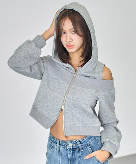 レイヤード風 ダブルジップ フーディー  トップス 153-5983