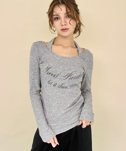 ホルターネック ドッキング プリント トップス 153-6006