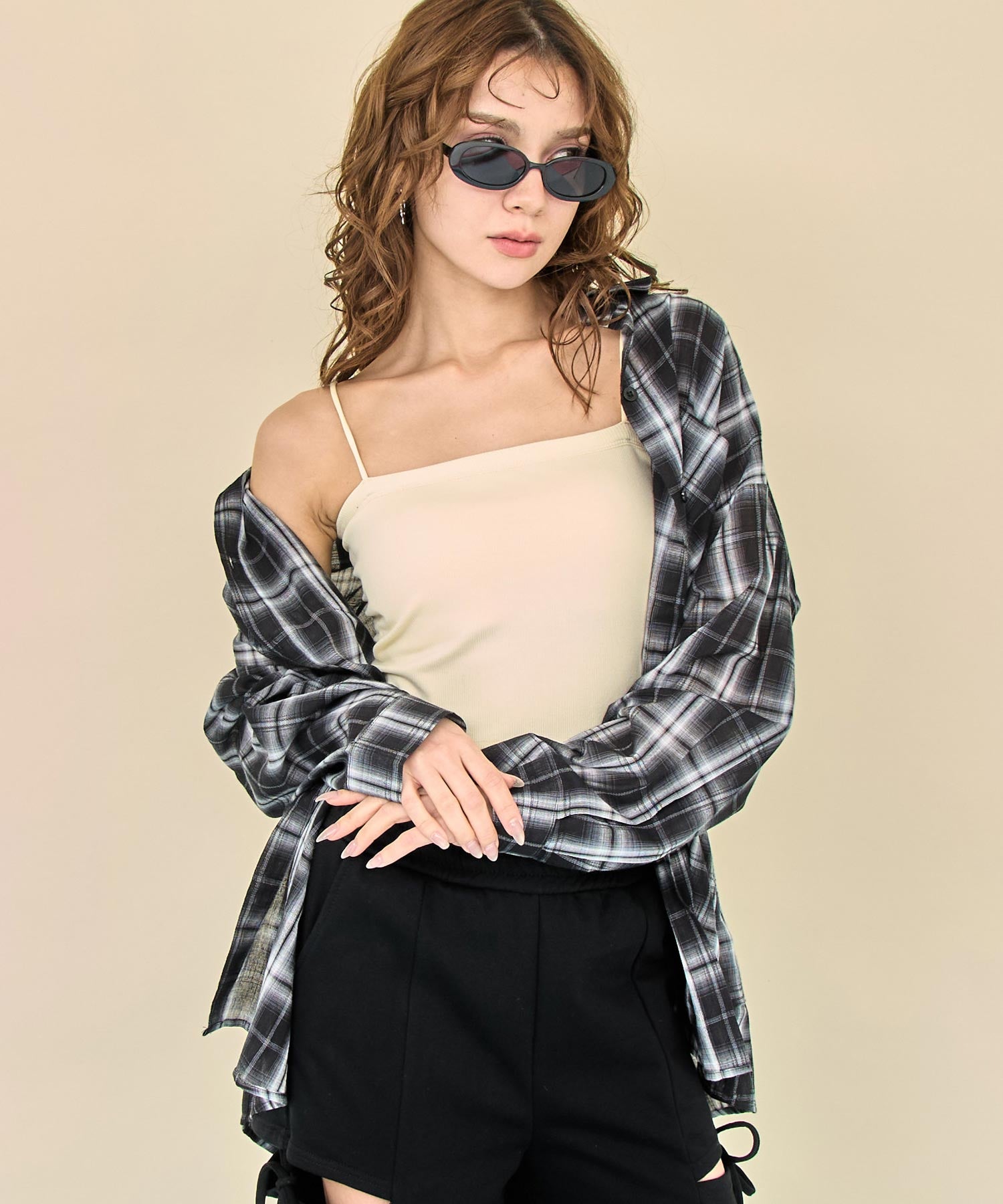 断*離様 【極美品】AUBERGE CAP オンブレチェック柄 ホワイト系 25 Wポケット オンブレ チェック オーバーサイズ シャツ 153-6023 – ANAP