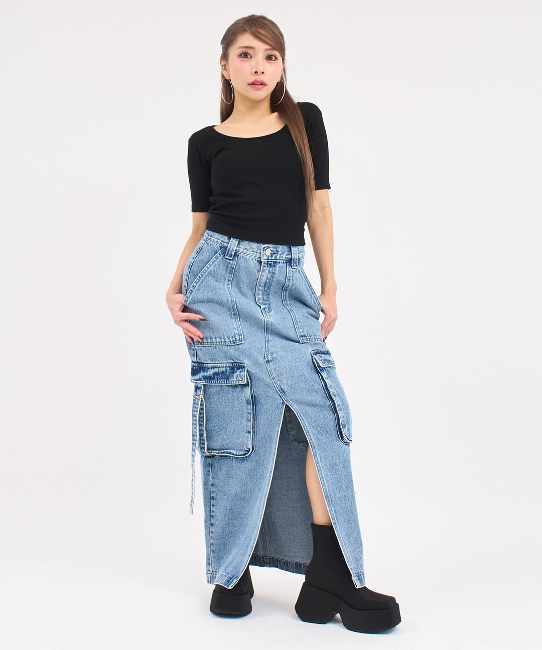 バックシフォンリボン リブTシャツ トップス 153-6031