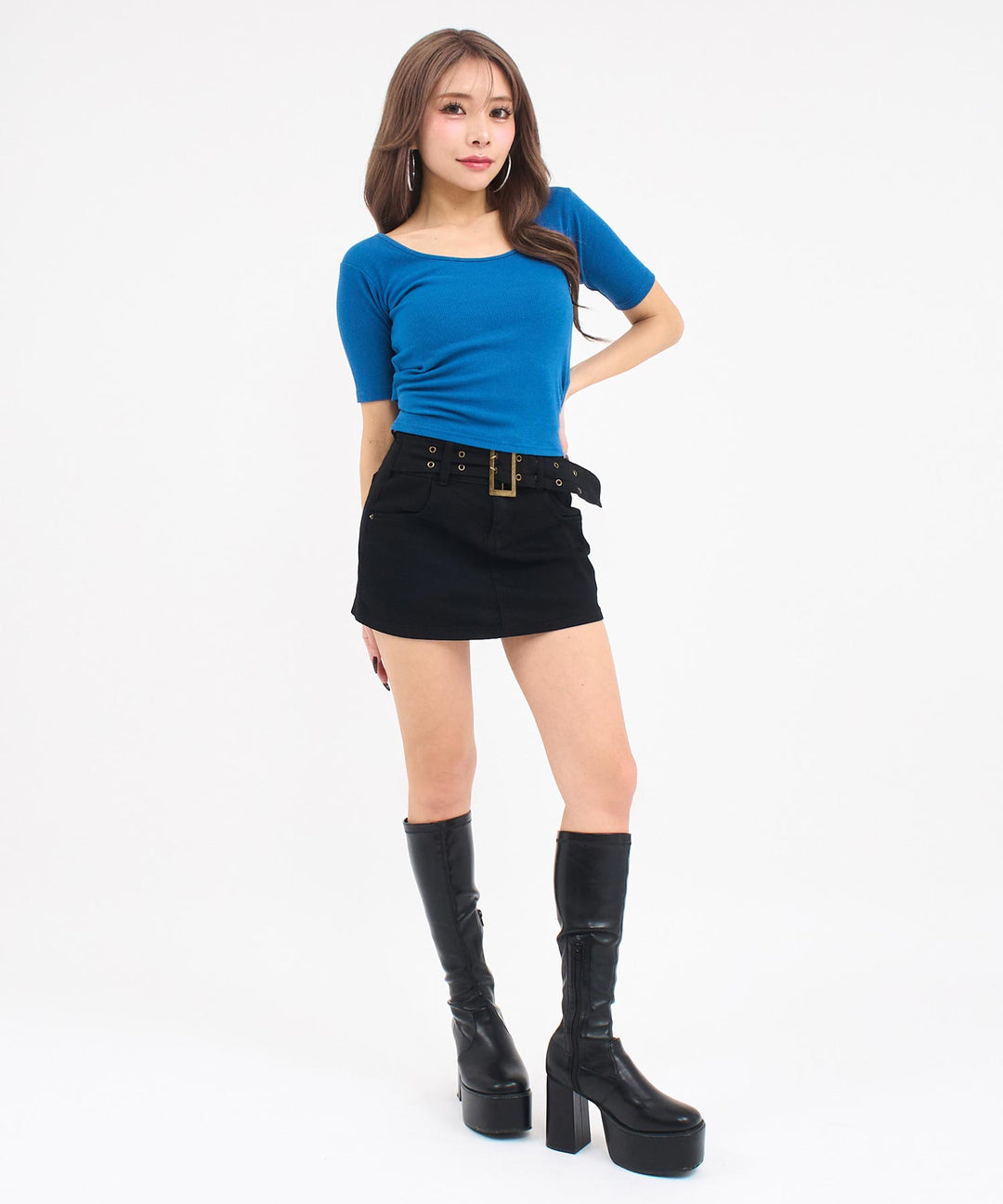 バックシフォンリボン リブTシャツ トップス 153-6031