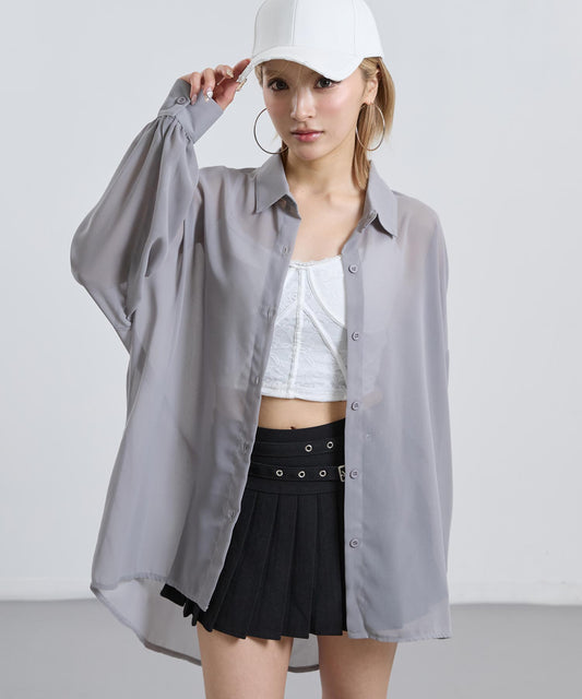 シンプル シアー シャツ ブラウス 153-6033