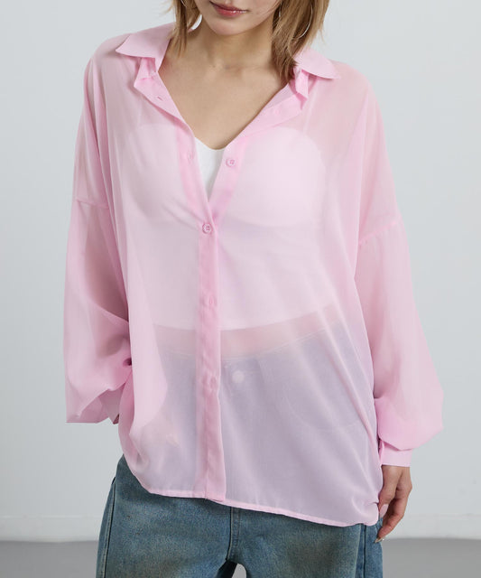 シンプル シアー シャツ ブラウス 153-6033