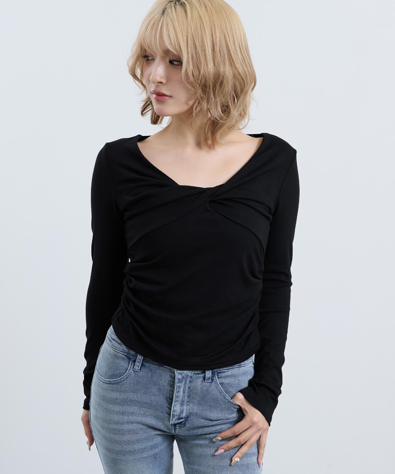 フロントツイスト ぴたっと ロングスリーブ Tシャツ 153-6041 – ANAP