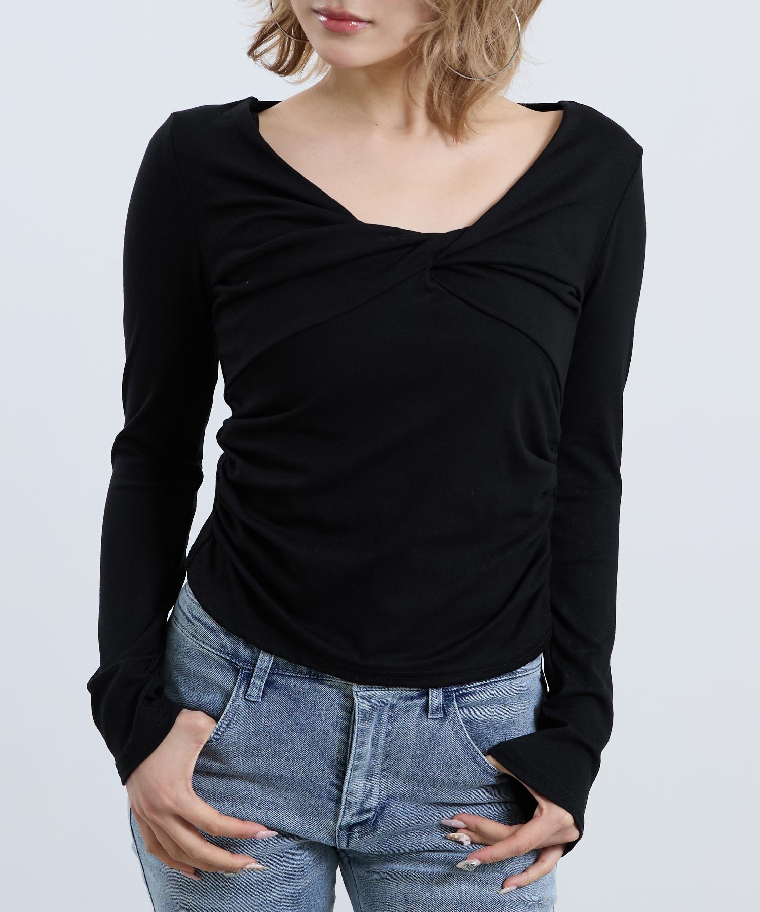 フロントツイスト ぴたっと ロングスリーブ Tシャツ 153-6041 – ANAP
