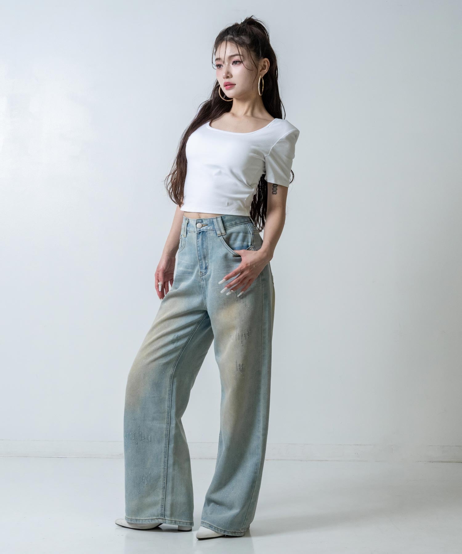 パッド付 ぴたっと クロップド Tシャツ 153-6043 – ANAP オンライン