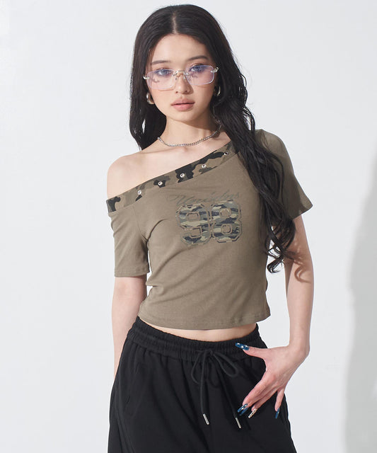 ナンバリング カモフラ Tシャツ トップス 153-6114