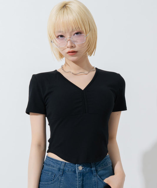 カップ付 Vネック ぴたっとTシャツ 153-6124