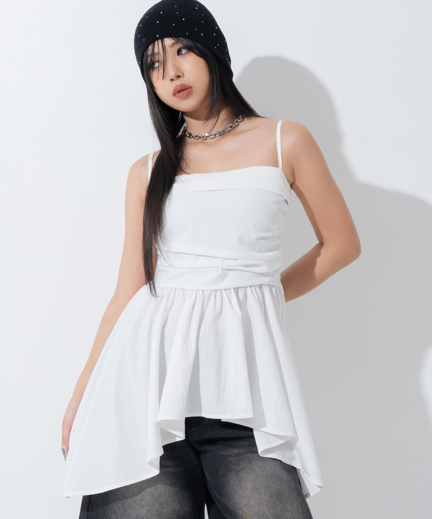 サイドギャザー イレギュラーヘム キャミソール 153-6133 – ANAP