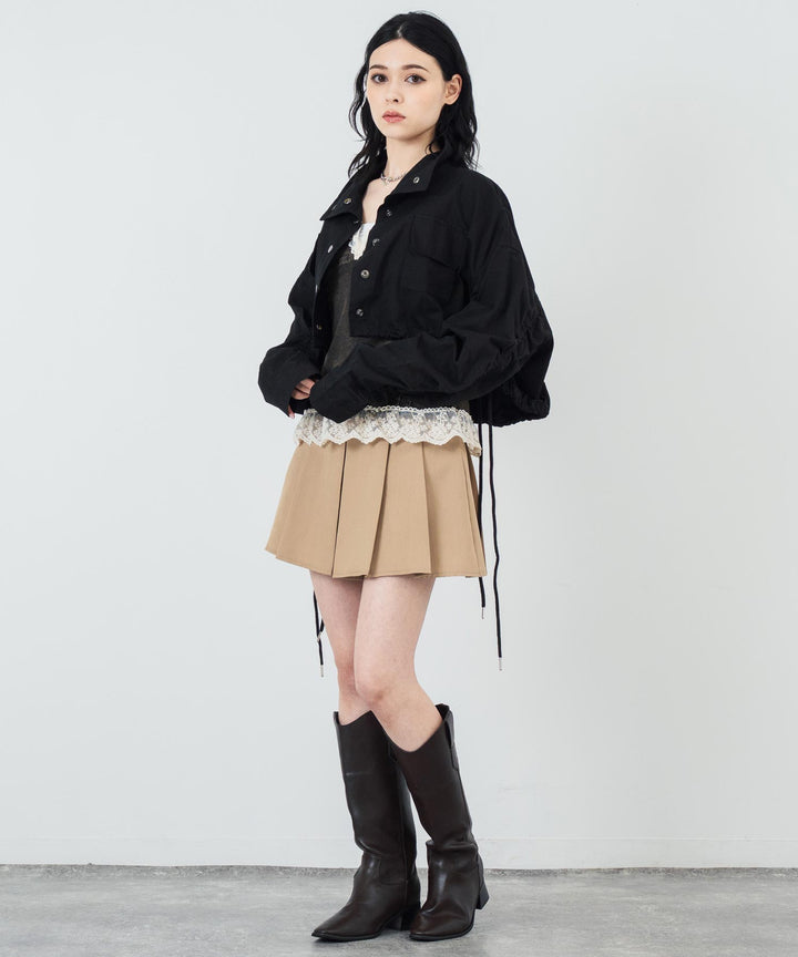 袖 ギャザー ショート丈 クロップド ブルゾン 154-5731