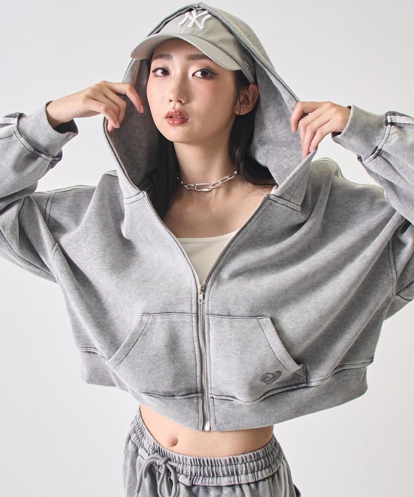 ウォッシュ 加工 ライン スウェット ジップ パーカー 154-5947