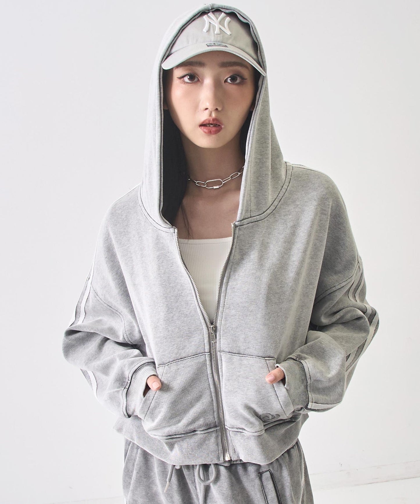 ウォッシュ 加工 ライン スウェット ジップ パーカー 154-5947