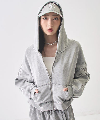 ウォッシュ 加工 ライン スウェット ジップ パーカー 154-5947