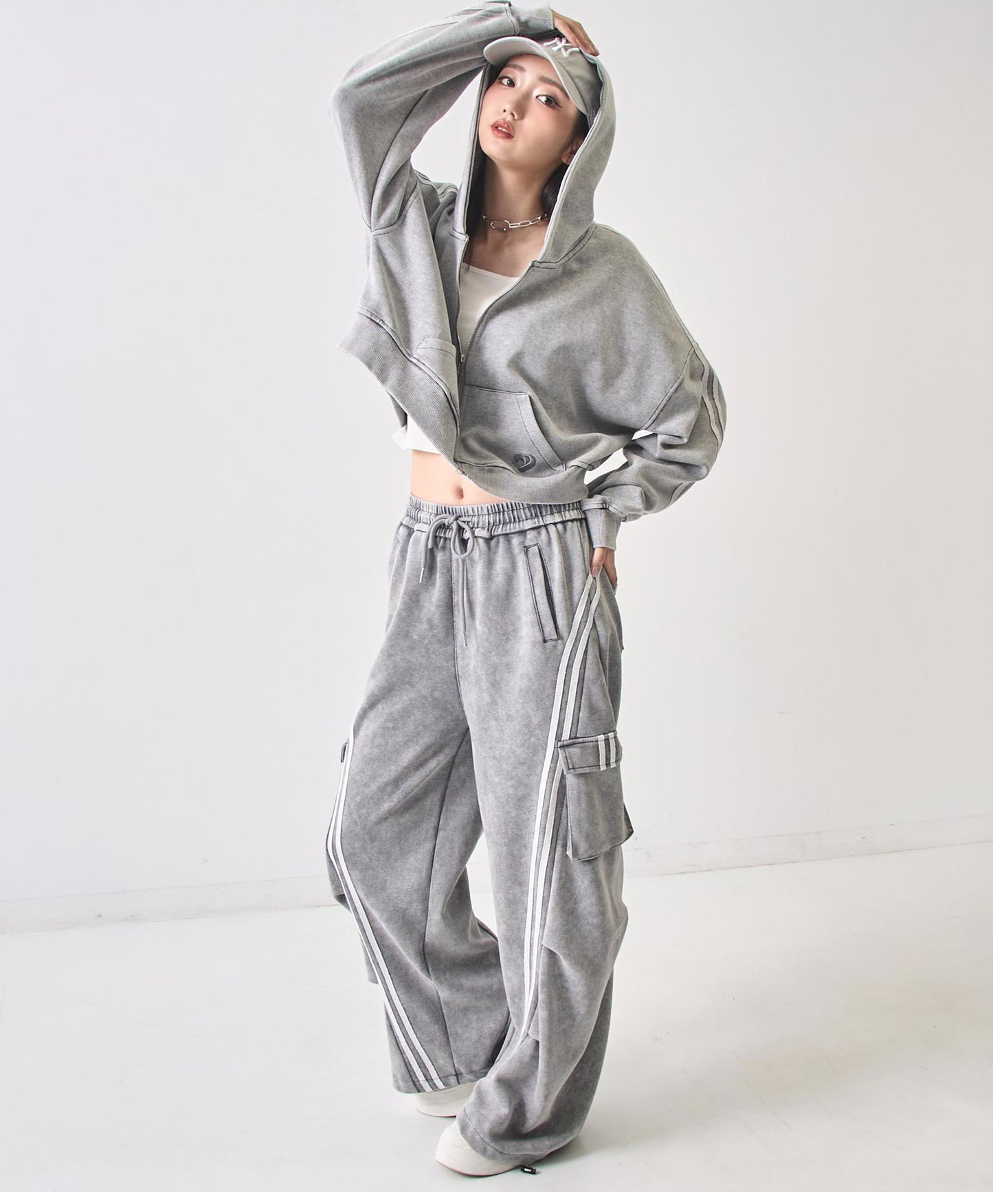 ウォッシュ 加工 ライン スウェット ジップ パーカー 154-5947