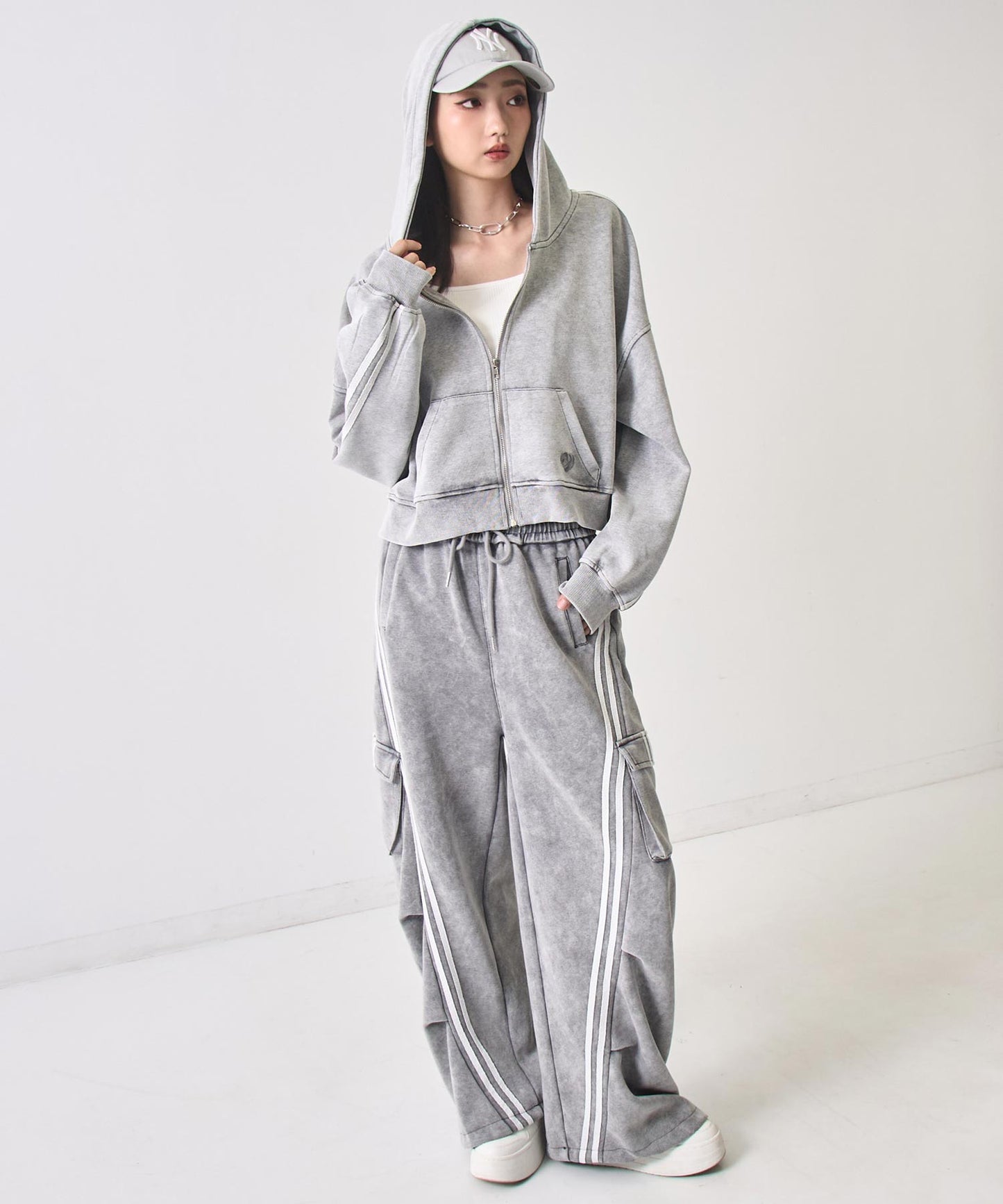 ウォッシュ 加工 ライン スウェット ジップ パーカー 154-5947