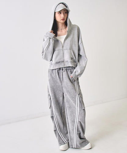 ウォッシュ 加工 ライン スウェット ジップ パーカー 154-5947