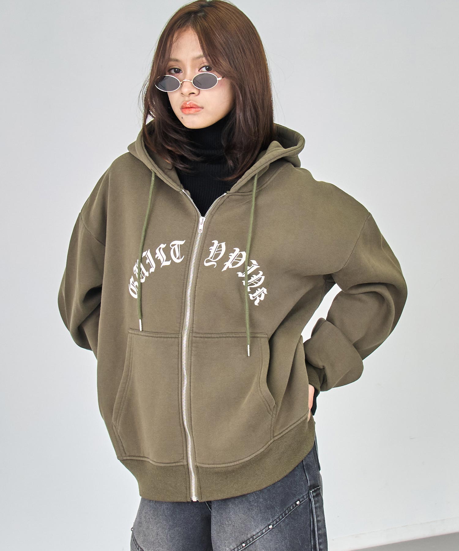 裏起毛 ウォシュ加工 オーバーサイズ ジップパーカー 154-5974 – ANAP
