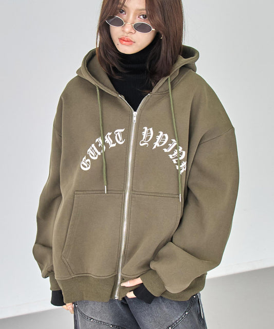 裏起毛 ウォシュ加工 オーバーサイズ ジップパーカー  154-5974