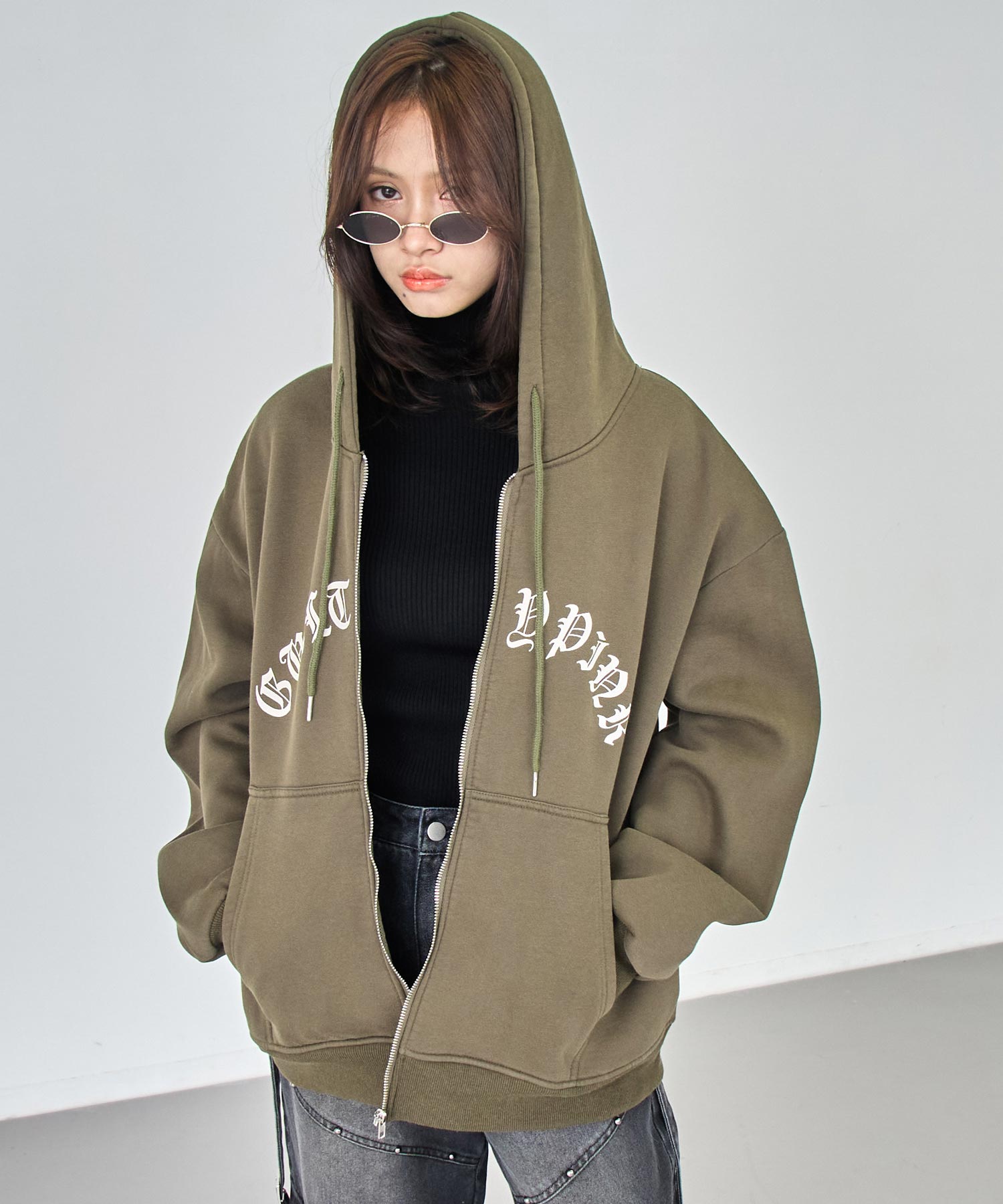 裏起毛 ウォシュ加工 オーバーサイズ ジップパーカー 154-5974 – ANAP