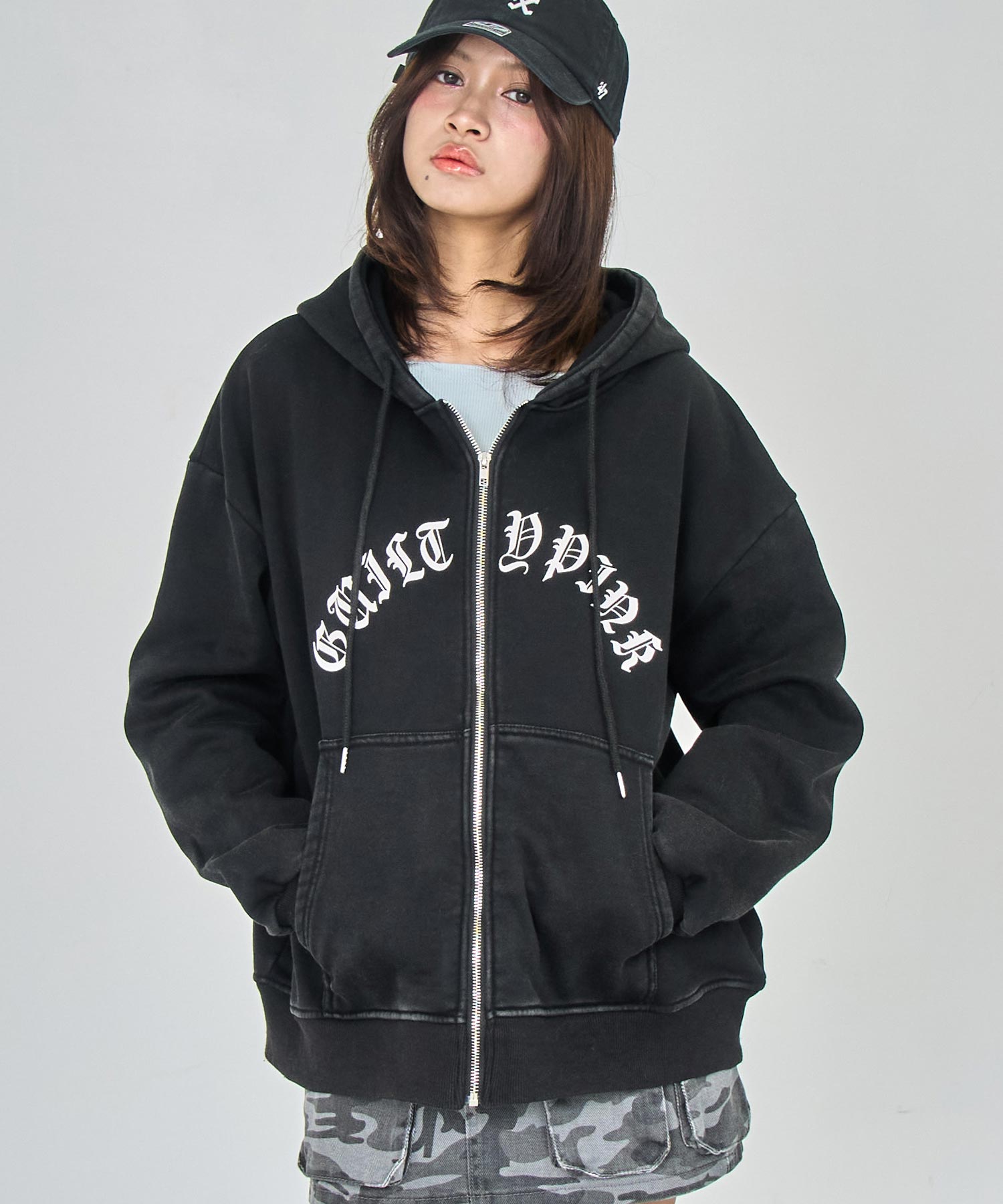 裏起毛 ウォシュ加工 オーバーサイズ ジップパーカー 154-5974 – ANAP