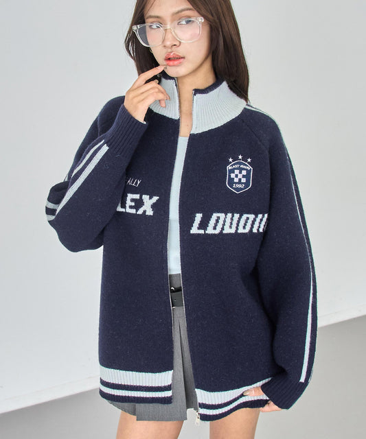 ゲーミング ロゴ ハイネック ジップ ニット パーカー  154-5975