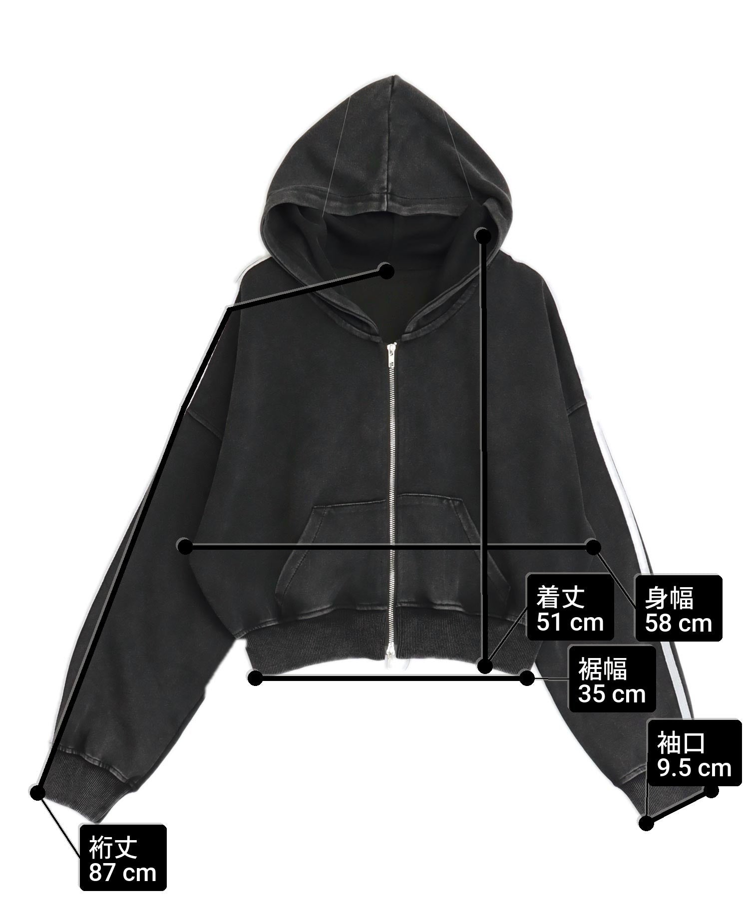 ウォッシュ加工ラインスウェットダブルジップパーカー 154-6162 – ANAP