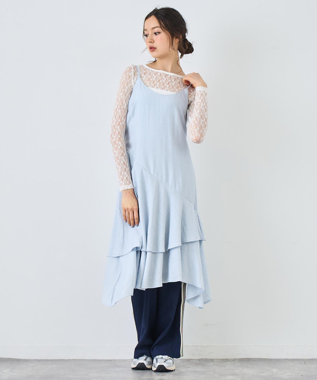 レース ロング ワンピース 長袖 157-5711