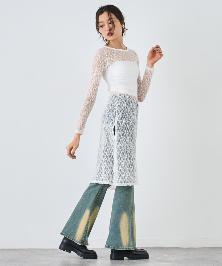 レース ロング ワンピース 長袖 157-5711