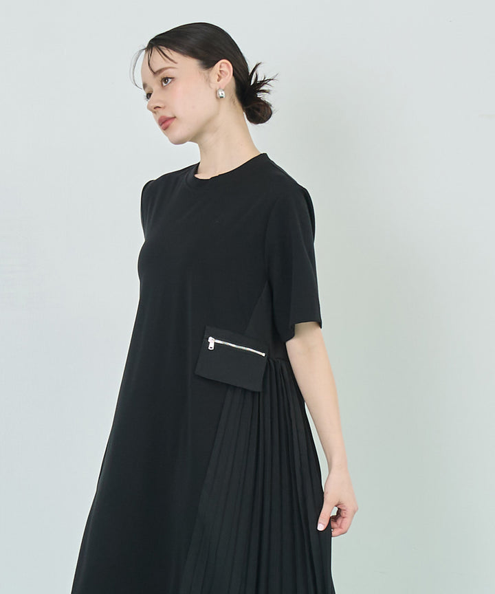 切り替え プリーツ Tシャツ ワンピース 157-5772
