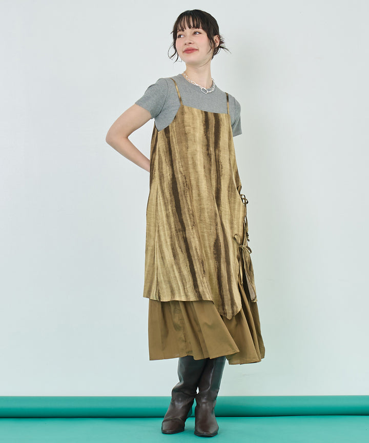 ペイント柄 レイヤード風 キャミワンピース 157-5773