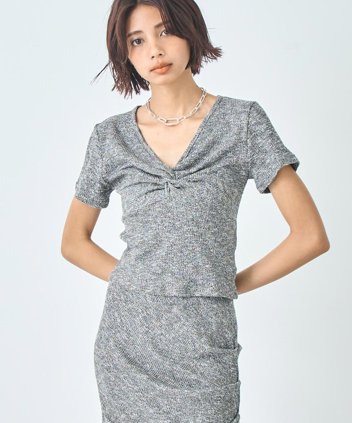 ワンピース風 リブ Tシャツ ロングスカート セットアップ 158-5814