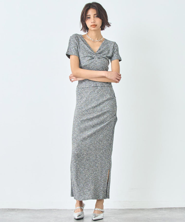 ワンピース風 リブ Tシャツ ロングスカート セットアップ 158-5814