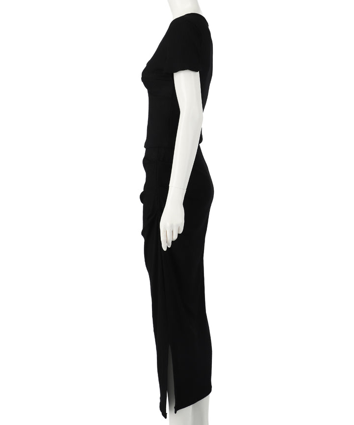 ワンピース風 リブ Tシャツ ロングスカート セットアップ 158-5814
