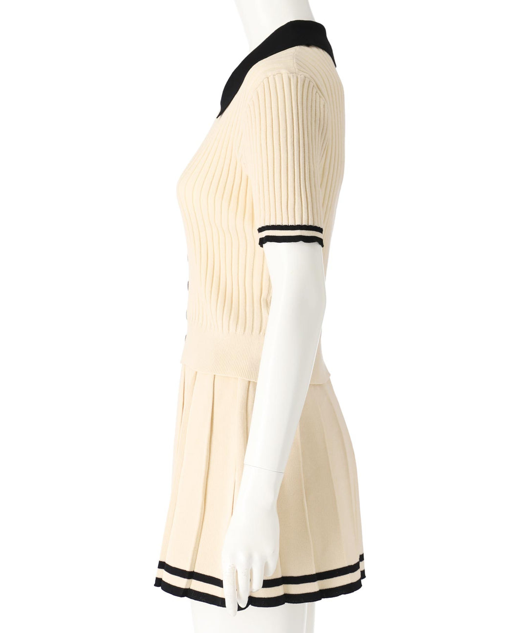 配色 ニット プリーツ スカート セットアップ 158-5853