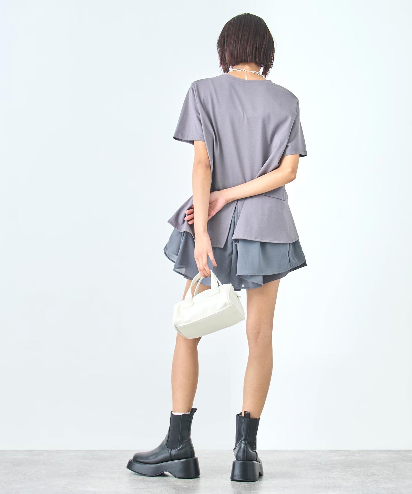 2WAY フェイクレザー 長方形 ハンド バッグ 159-5695