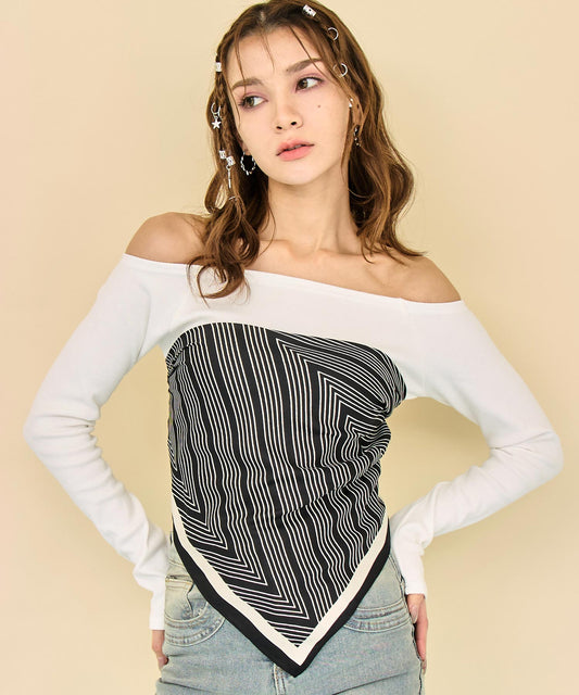 幾何学柄 トライアングル スカーフ 159-6022