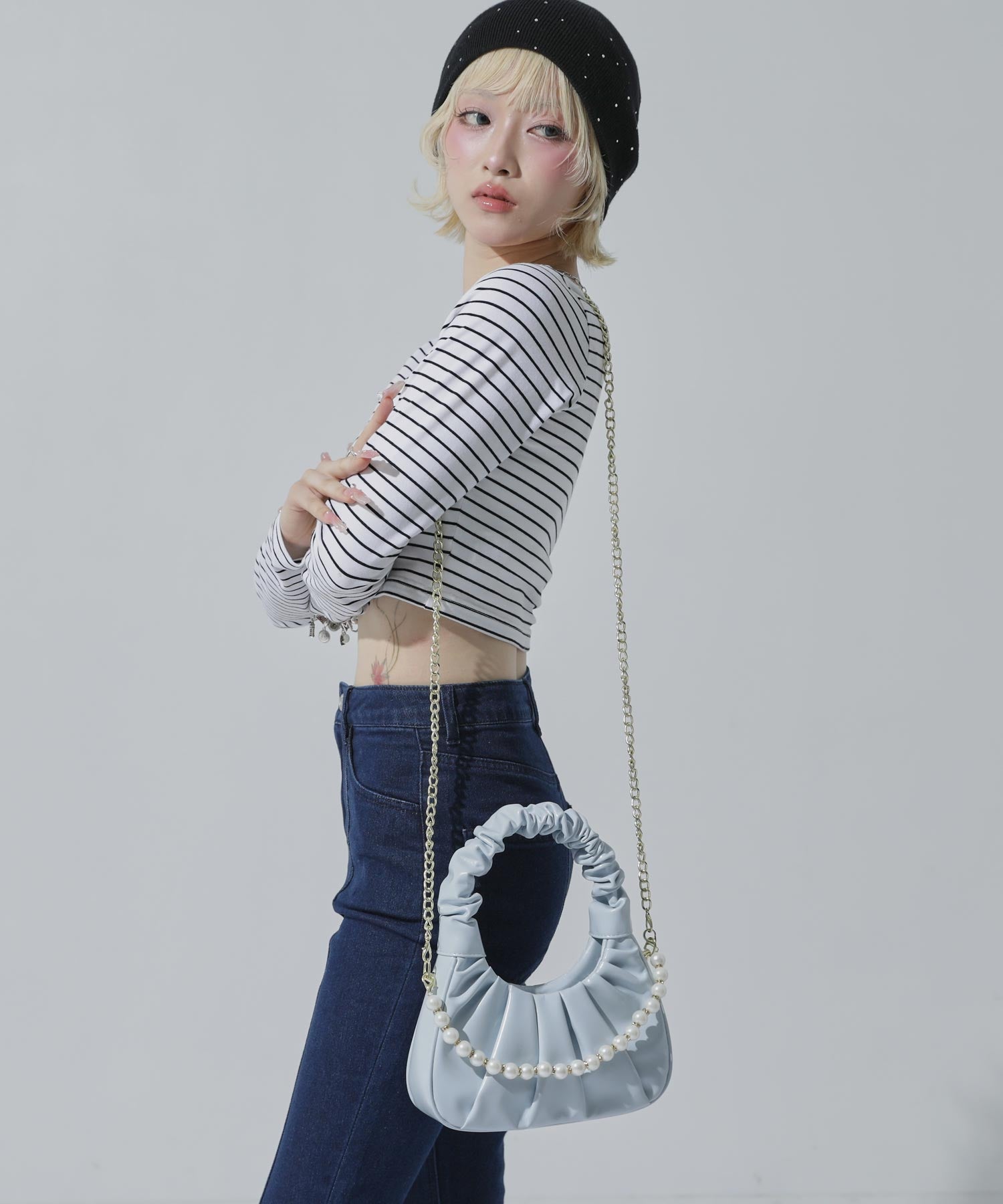 パールクチュール　2本 パール付 ハーフムーン バッグ 159-6072 – ANAP オンラインショップ