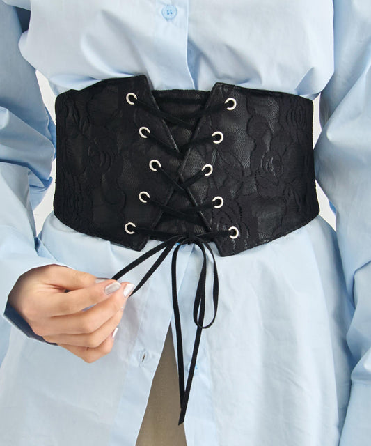 レースデザイン レースアップ コルセット ベルト  159-6110