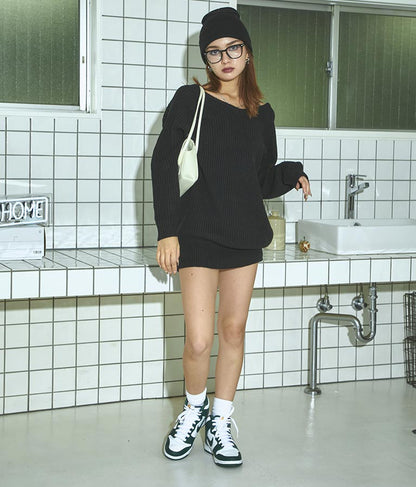 バックスピンドルニットチュニック 793-8580