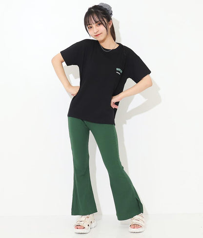 刺繍 リブ フレア パンツ 912-6907